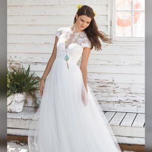 Lillian West lace bridal gown 66038